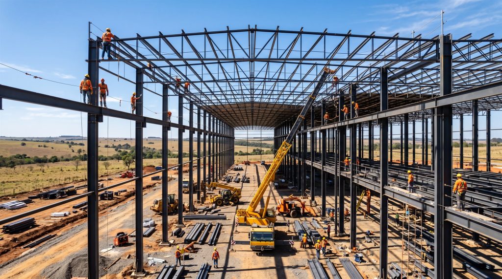 GalpÃ³n industrial en construcciÃ³n en Paraguay